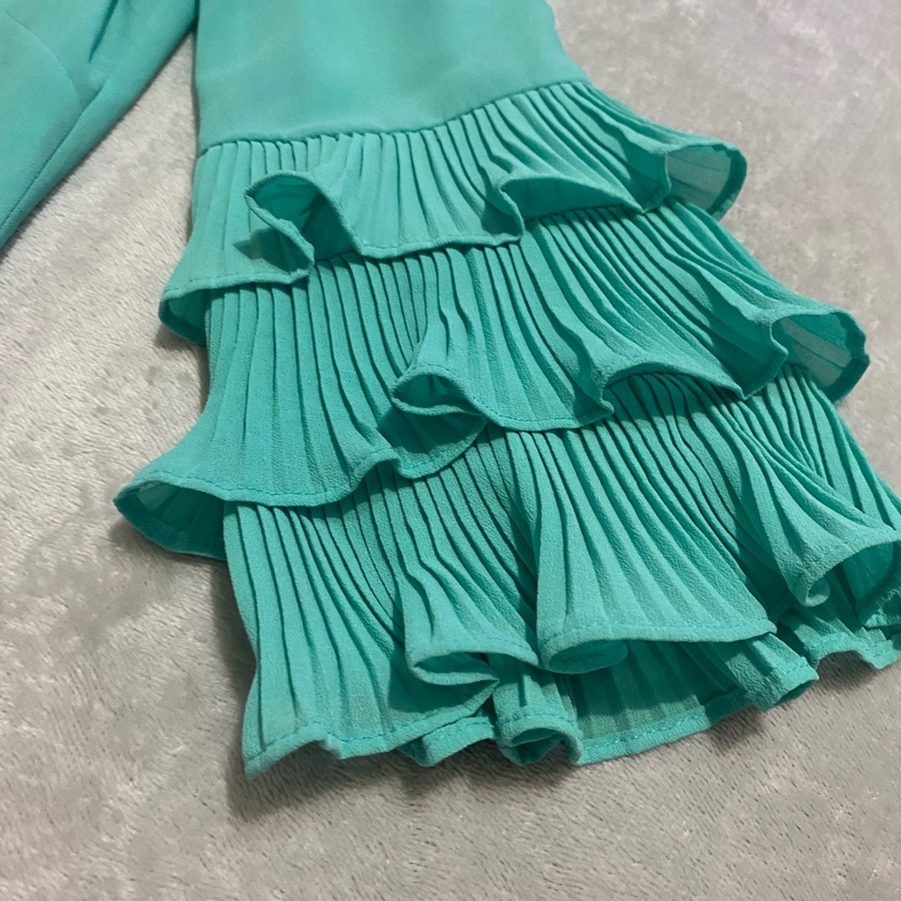 Vince Camuto Blue Sheath Dress with Bell Sleeves Wedding Guest - Picture 3 of 13
